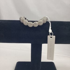 Ann Taylor Rhinestone Stretch Bracelet Silver NWT
